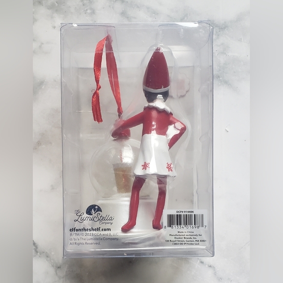 Dunkin Donuts Elf on Shelf Girl Ornament Snowglobe Christmas 2023 - Picture 4 of 8